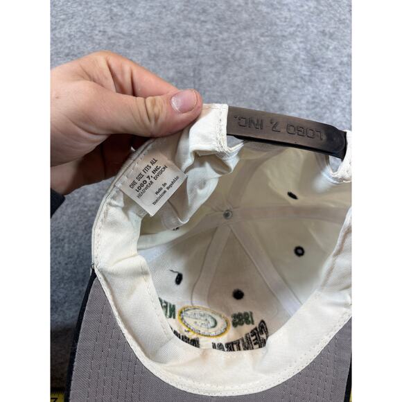 VINTAGE 90s Green Bay Packers Hat Cap Mens Cream NFC Central Division Champions - Picture 5 of 5